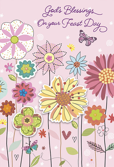 85555 feast day - 4 1/2 x 6 3/4 - metallic foil lamination & embossed